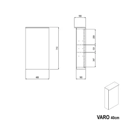 Bernstein Armoire de toilette suspendue miroir 40x19x71cm (LxPxH), charnière à droite, éclairage LED, tablettes en verre - VARO