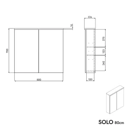 Armoire De Toilette|Bernstein Armoire de toilette suspendue Blanc mat 80x18x70cm (LxPxH) 2 portes miroir, éclairage LED, tablettes en verre - SOLO