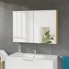 Bernstein Armoire de toilette suspendue Anthracite mat 100x18x70cm (LxPxH) 2 portes miroir, éclairage LED, tablettes en verre - SOLO