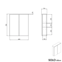 Armoire De Toilette|Bernstein Armoire de toilette suspendue Chêne miel 60x18x70cm (LxPxH) 2 portes miroir, éclairage LED, tablettes en verre - SOLO