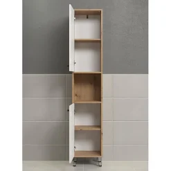 Colonne De Salle De Bains|Generic Armoire haute - TRENDTEAM - Série Touch - Blanc/Brun - 36 cm - 191 cm de hauteur
