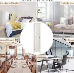 Armoire De Salle De Bains|Giantex Armoire haute et étroite, étagère à 4 compartiments et porte, peu encombrante, grand espace de rangement, 43 x 19,5 x 183 cm.