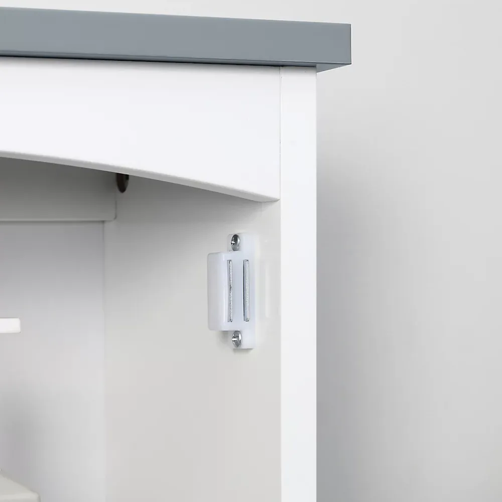 Armoire De Salle De Bains|kleankin Armoire haute murale de salle de bain ou WC - placard porte avec étagère réglable - dim. 41L x 18l x 52H cm - MDF blanc gris