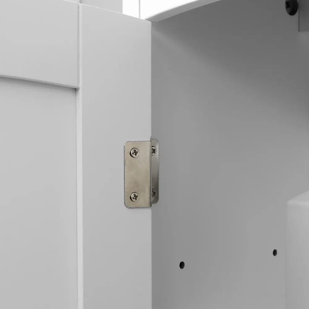 Armoire De Salle De Bains|kleankin Armoire haute murale de salle de bain ou WC - placard porte avec étagère réglable - dim. 41L x 18l x 52H cm - MDF blanc gris