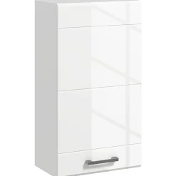 kleankin Armoire haute murale de salle de bain ou WC - placard porte 2 étagères - dim. 41L x 18l x 52H cm - MDF blanc mat laqué