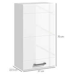 kleankin Armoire haute murale de salle de bain ou WC - placard porte 2 étagères - dim. 41L x 18l x 52H cm - MDF blanc mat laqué