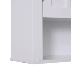 Armoire De Salle De Bains|Homcom Armoire haute murale de salle de bain ou WC 2 portes 2 étagères niche dim. 60 x 20 x 58 cm blanc