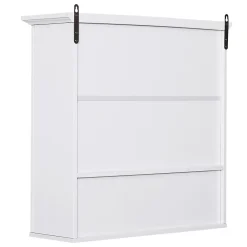 Armoire De Salle De Bains|Homcom Armoire haute murale de salle de bain ou WC 2 portes 2 étagères niche dim. 60 x 20 x 58 cm blanc