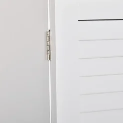 Armoire De Salle De Bains|kleankin Armoire haute murale salle de bain ou WC - placard 2 portes persiennes avec étagère - porte-serviette - MDF blanc