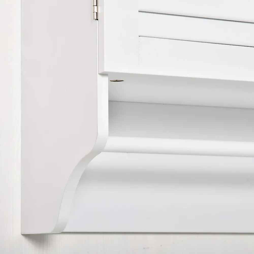 Armoire De Salle De Bains|kleankin Armoire haute murale salle de bain ou WC - placard 2 portes persiennes avec étagère - porte-serviette - MDF blanc