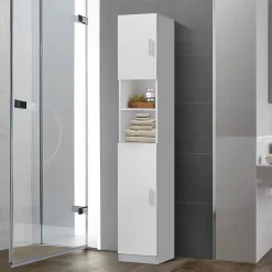 Meuble De Salle De Bains Faible Profondeur|Armoire De Salle De Bains|Ml-Design Armoire haute salle de bain colonne blanc MDF 30x190x25 cm