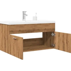 Vidaxl Armoire lavabo de bain avec bassin intégré chêne artisanal