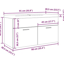 Vidaxl Armoire lavabo de bain avec bassin intégré chêne artisanal