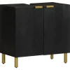 Meuble Wc|Vidaxl Armoire lavabo de salle de bain noir bois d'ingénierie
