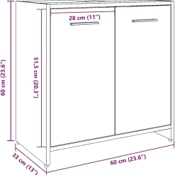 Vidaxl Armoire lavabo de salle de bain gris béton 60x33x60 cm