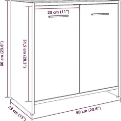 Vidaxl Armoire lavabo de salle de bain gris béton 60x33x60 cm