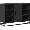 Meuble Wc|Vidaxl Armoire lavabo de salle de bain noir 80x33x60cm bois ingénierie