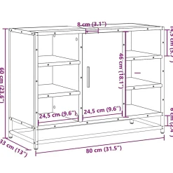 Meuble Wc|Vidaxl Armoire lavabo de salle de bain noir 80x33x60cm bois ingénierie