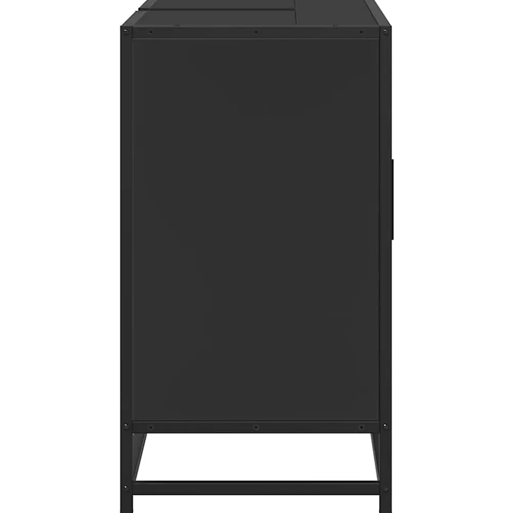Meuble Wc|Vidaxl Armoire lavabo de salle de bain noir 80x33x60cm bois ingénierie