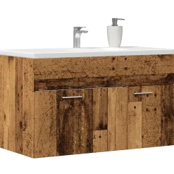 Meuble Wc|Vidaxl Armoire lavabo de salle de bain vieux bois bois d'ingénierie