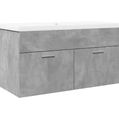 Vidaxl Armoire lavabo de salle de bain avec bassin intégré gris béton