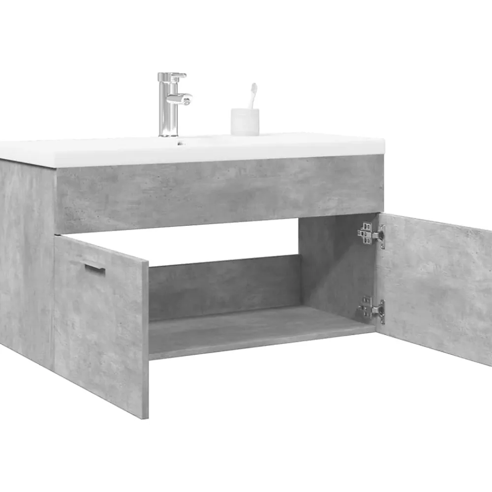 Vidaxl Armoire lavabo de salle de bain avec bassin intégré gris béton