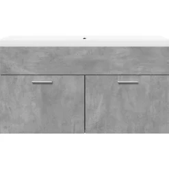 Vidaxl Armoire lavabo de salle de bain avec bassin intégré gris béton