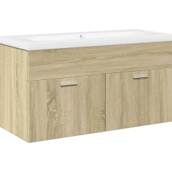 Meuble Wc|Vidaxl Armoire lavabo de salle de bain et bassin intégré chêne sonoma