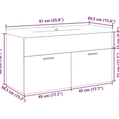 Meuble Wc|Vidaxl Armoire lavabo de salle de bain et bassin intégré chêne sonoma