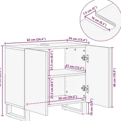 Vidaxl Armoire lavabo de salle de bain 62x34x58cm bois massif d'acacia