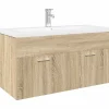 Meuble Wc|Vidaxl Armoire lavabo de salle de bain et bassin intégré chêne sonoma