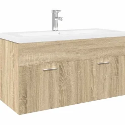 Meuble Wc|Vidaxl Armoire lavabo de salle de bain et bassin intégré chêne sonoma