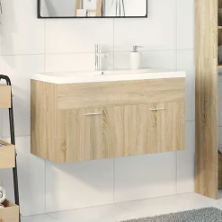 Meuble Wc|Vidaxl Armoire lavabo de salle de bain et bassin intégré chêne sonoma