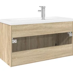 Meuble Wc|Vidaxl Armoire lavabo de salle de bain et bassin intégré chêne sonoma