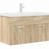 Vidaxl Armoire lavabo de salle de bain et vasque et robinet intégrés