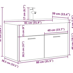 Vidaxl Armoire lavabo de salle de bain et vasque et robinet intégrés