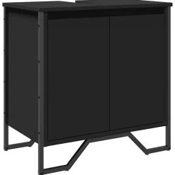 Meuble Wc|Vidaxl Armoire lavabo de salle de bain noir 60x35x60 cm