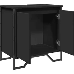 Meuble Wc|Vidaxl Armoire lavabo de salle de bain noir 60x35x60 cm