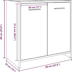 Meuble Wc|Vidaxl Armoire lavabo de salle de bain chêne artisanal 60x33x60 cm