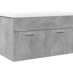 Meuble Wc|Vidaxl Armoire lavabo de salle de bain avec bassin intégré gris béton