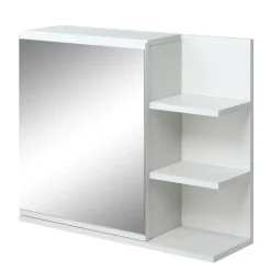 Armoire De Toilette|kleankin Armoire miroir de salle de bain avec étagère - 3 étagères latérales - kit installation murale fourni - panneaux particules blanc
