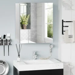 Armoire De Toilette|kleankin Armoire miroir de salle de bain armoire murale 3 portes 2 étagères dim. 70L x 15l x 60H cm MDF blanc