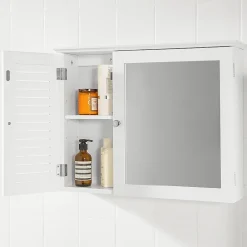 Armoire De Toilette|Meuble De Salle De Bains Faible Profondeur|Sobuy Armoire Miroir Meuble Haut de Salle de Bain Armoire Suspendue, BZR55-W,