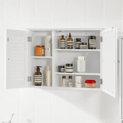 Armoire De Toilette|Meuble De Salle De Bains Faible Profondeur|Sobuy Armoire Miroir Meuble Haut de Salle de Bain Armoire Suspendue, BZR55-W,