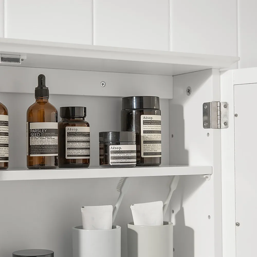 Armoire De Toilette|Meuble De Salle De Bains Faible Profondeur|Sobuy Armoire Miroir Meuble Haut de Salle de Bain Armoire Suspendue, BZR55-W,