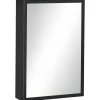 kleankin Armoire miroir murale salle de bain toilette dim. 40L x 12l x 60H cm acier inox. noir verre
