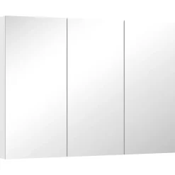 Armoire De Toilette|Homcom Armoire miroir murale salle de bain design 3 portes 4 étagères 91 x 11 x 65 cm blanc