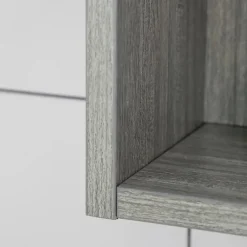 kleankin Armoire miroir salle de bain 3 portes 5 étagères, niche - 90 x 15 x 75 cm - effet bois gris