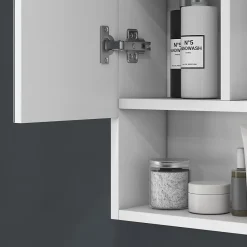 Armoire De Toilette|kleankin Armoire miroir salle de bain 3 portes 5 étagères, niche - 90 x 15 x 75 cm - blanc