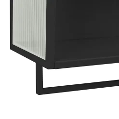 Okwish Armoire Murale 2 Portes avec Porte-Serviettes et Étagère Ouverte, Meuble en Verre et Métal pour Salle de Bain - 60x23x78 cm - Noir